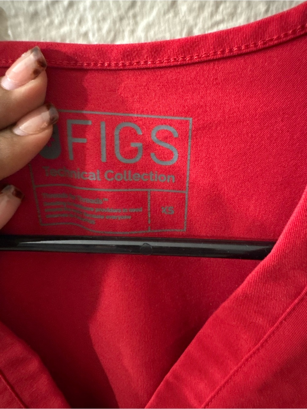 Figs Red V‑Neck Scrub Top